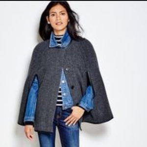 Jcrew Grey And Black Wool Cape